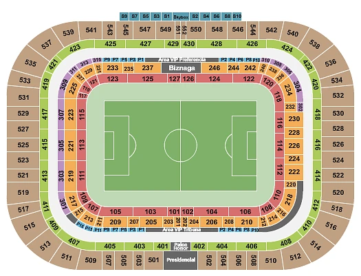 Plan des tribunes - Estadio La Rosaleda