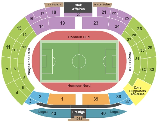 Plan des tribunes - Stadium Municipal - Toulouse