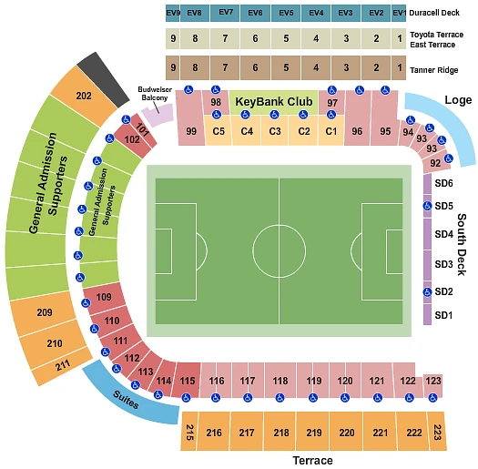 Plan des tribunes - Providence Park