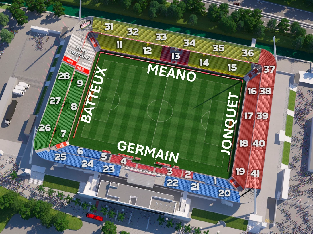 Plan des tribunes - Stade Auguste-Delaune - Reims