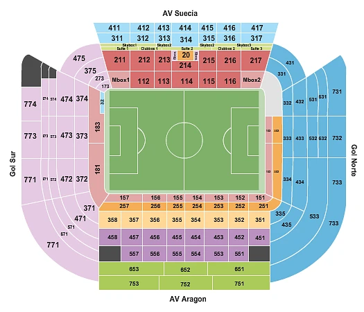 Plan des tribunes - Estadio Mestalla