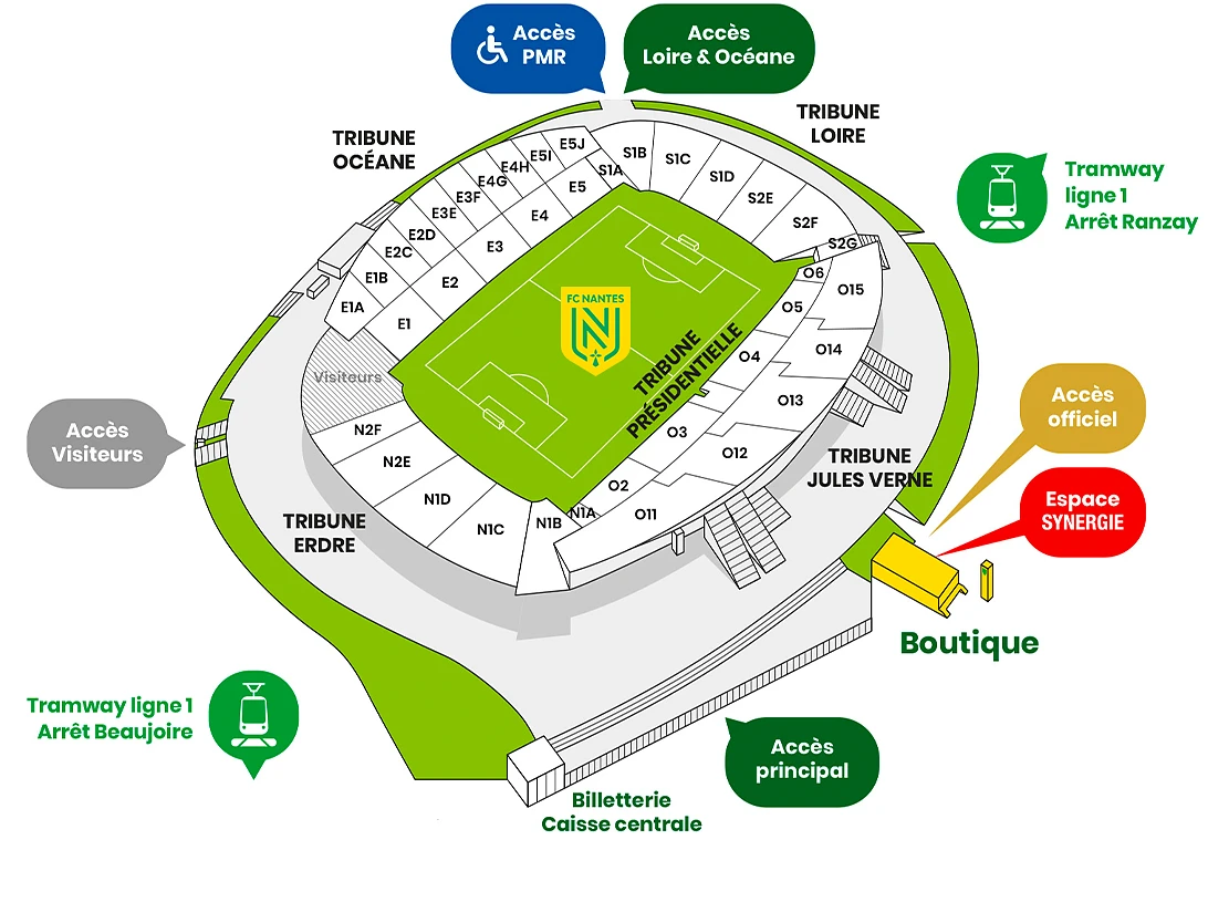 Plan des tribunes - Stade de la Beaujoire - Nantes