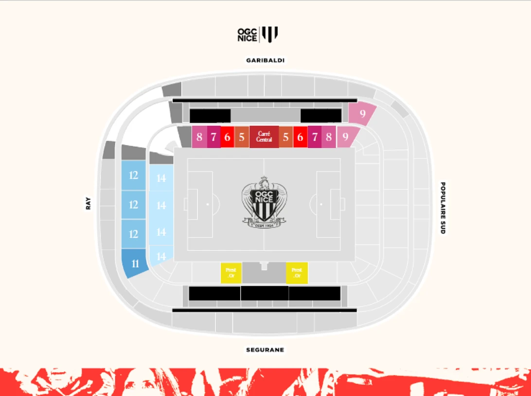Plan des tribunes - Allianz Riviera - Nice